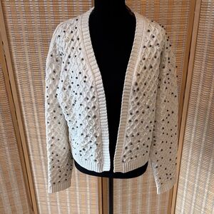 Mittoshop White Cardigan with Pearl and Silver Accents